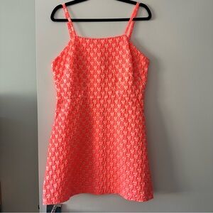 Milly "Bernadene" Floral Cloque Dress in Neon Melon (Size 8; BRAND NEW; NWT)